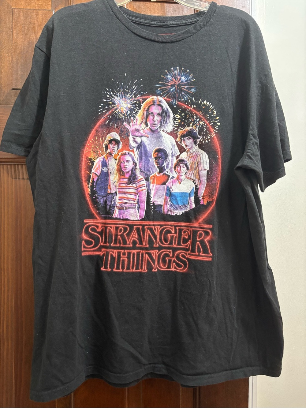 Stranger Things Graphic Tee - Black with Multicolor Print
